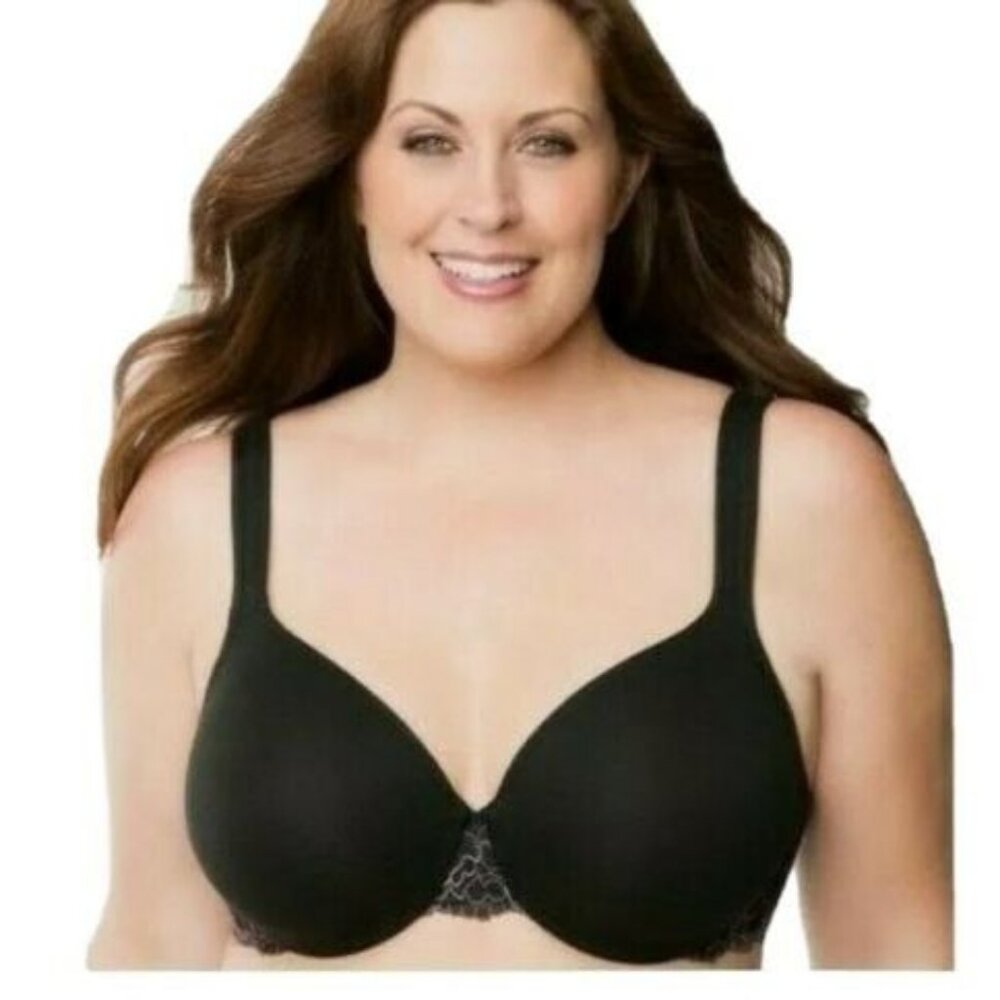 Lane Bryant Cacique Womens Bra Cotton Lace Full Coverage Plus Size 44C Black